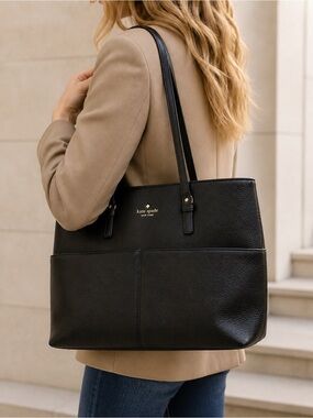 Kate Spade Black Leather Work Tote Shoulder Bag